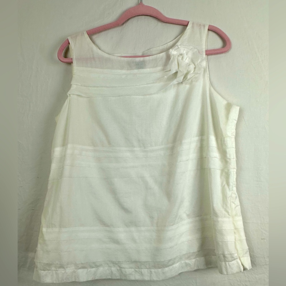 Talbots Sleeveless Top with Layers and Ruffled Flower Detail